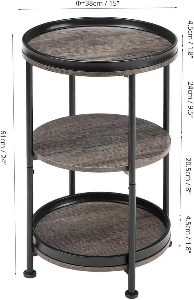 Dulcii Round Side Table with 3 Shelves - Image 3