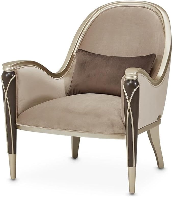 MICHAEL AMINI Villa Cherie Accent Velvet Chair in Porcini/Hazelnut Brown by Michael+Amini