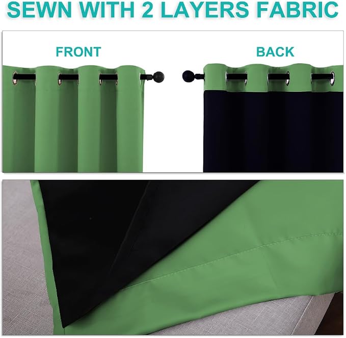 NICETOWN Full Shade Curtain Panels, Forest Green, Pair of Thermal Insulated & - Image 5