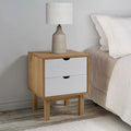 Scandinavian Style Bedside Cabinet in Brown and White Solid Pine Wood by Unknown