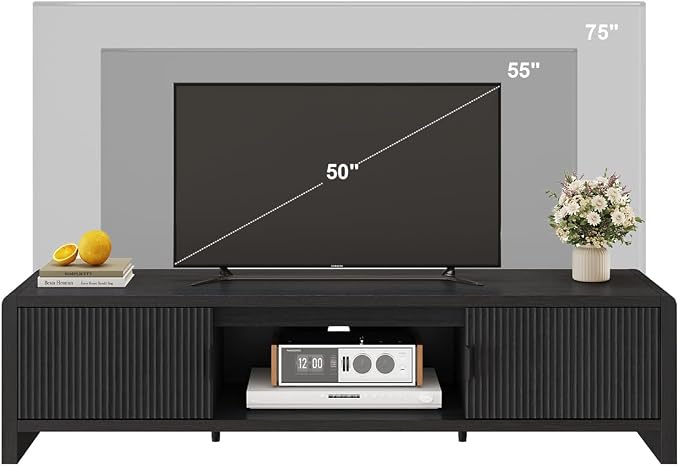 FATORRI TV Stand for 75/65/55 Inch TVs, Mid Century Modern Entertainment Center - Image 9