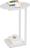 Hosfais Small Side Table End Table, C Shaped Oval Coffee Table, Wooden TV Tray by HosfaisHome