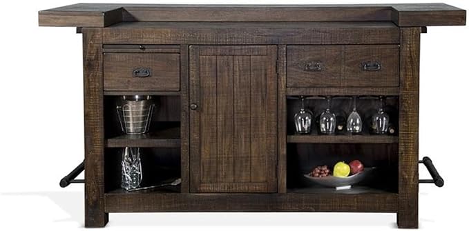 Pemberly Row Set of 3 Wood Bar Unit and 2 Swivel Barstool - Image 8