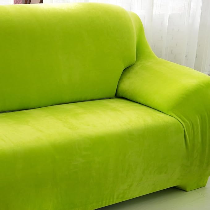 vctops 4 Seater Velvet Plush Stretch Sofa Slipcover 1-Piece Sofa Cover - Image 3