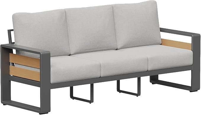 Aoxun Aluminum Outdoor Patio Furniture Set, 3 Seats Metal Sectional Patio - Image 7