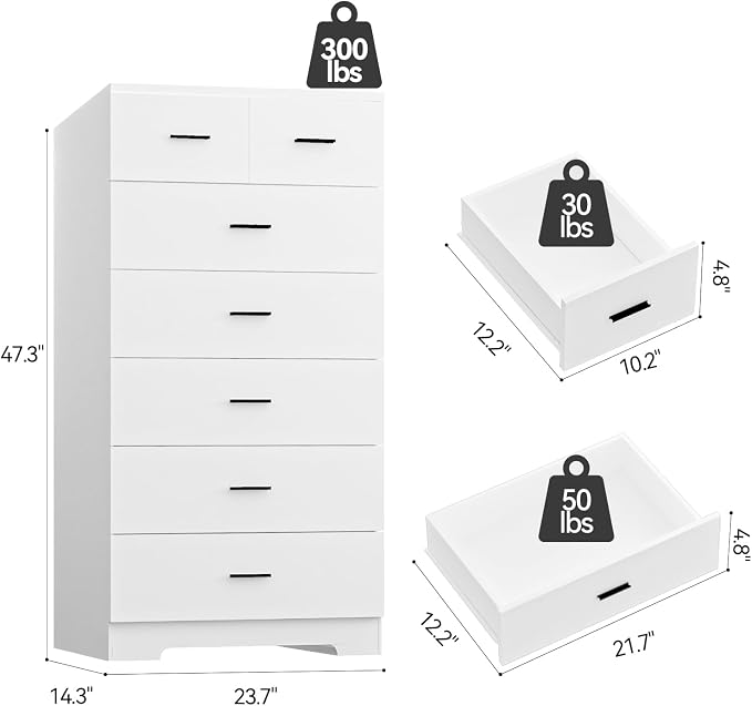 FJTJBSI 47.3" Tall Dresser for Bedroom Chests of Drawers - Image 3