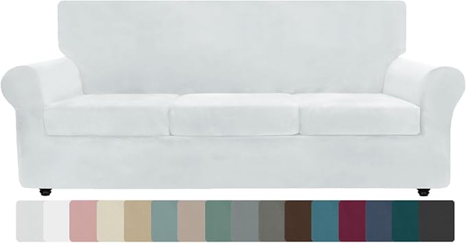 ZNSAYOTX Oversized Velvet Couch Cover 4 Piece Stretch Sofa Covers by ZNSAYOTX