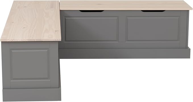 Linon Harris Grey and Maple Solid Pine Backless Nook - Image 8