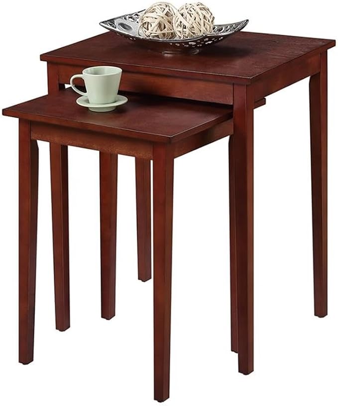 Pemberly Row Modern Nesting End Tables, Mahogany Wood Finish, MDF and Birch - Image 3