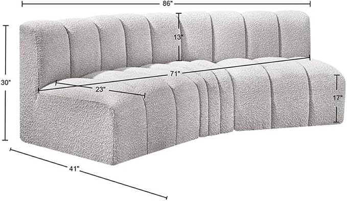 Meridian Furniture 102Grey-S3B Arc Collection Modern | Contemporary Modular Sofa - Image 3