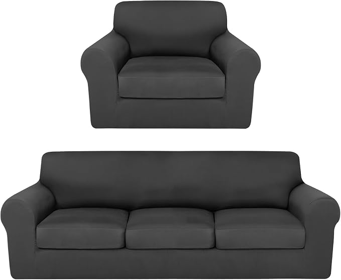 HunnmingRe Sofa Covers for 3 Cushion Couch Stretch Sofa and Loveseat Covers Set by HunnmingRe