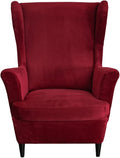 HAOYONG Velvet Wingback Armchair Covers 2-Piece Elastic Stretch Wingback Chair by HAOYONG