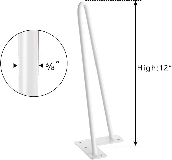 SMARTSTANDARD 12 Inch Heavy Duty Hairpin Furniture Legs, Metal Home DIY Projects - Image 8