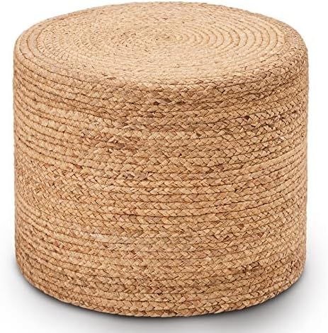 Wimarsbon 18'' Pouf Ottoman, Natural Braided Poof, Round Poufs, Rustic by Wimarsbon