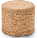 Wimarsbon 18'' Pouf Ottoman, Natural Braided Poof, Round Poufs, Rustic by Wimarsbon