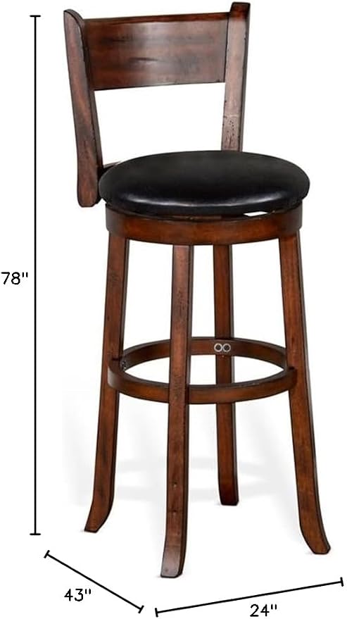 Pemberly Row Set of 3 Polished Brown Wood Bar Unit & 2 Swivel Barstool - Image 10