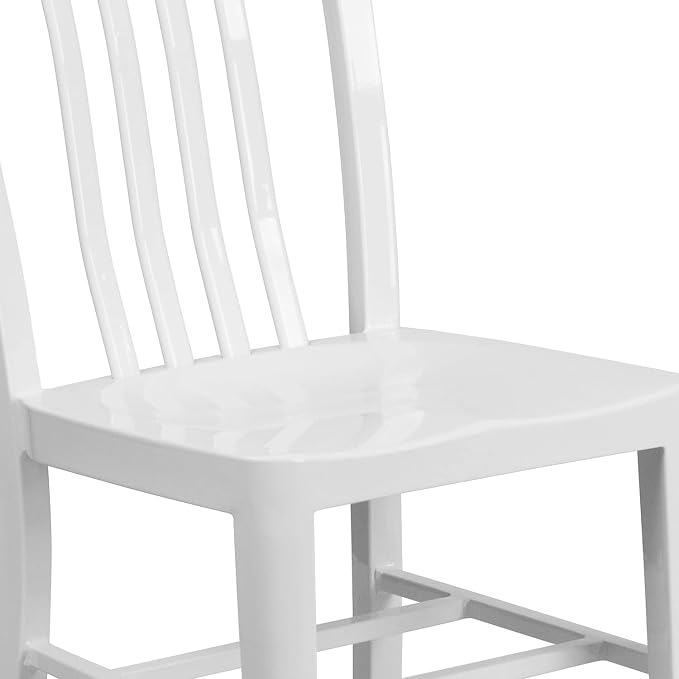 Flash Furniture Gael Commercial Grade 2 Pack White Metal Indoor-Outdoor Chair - Image 8