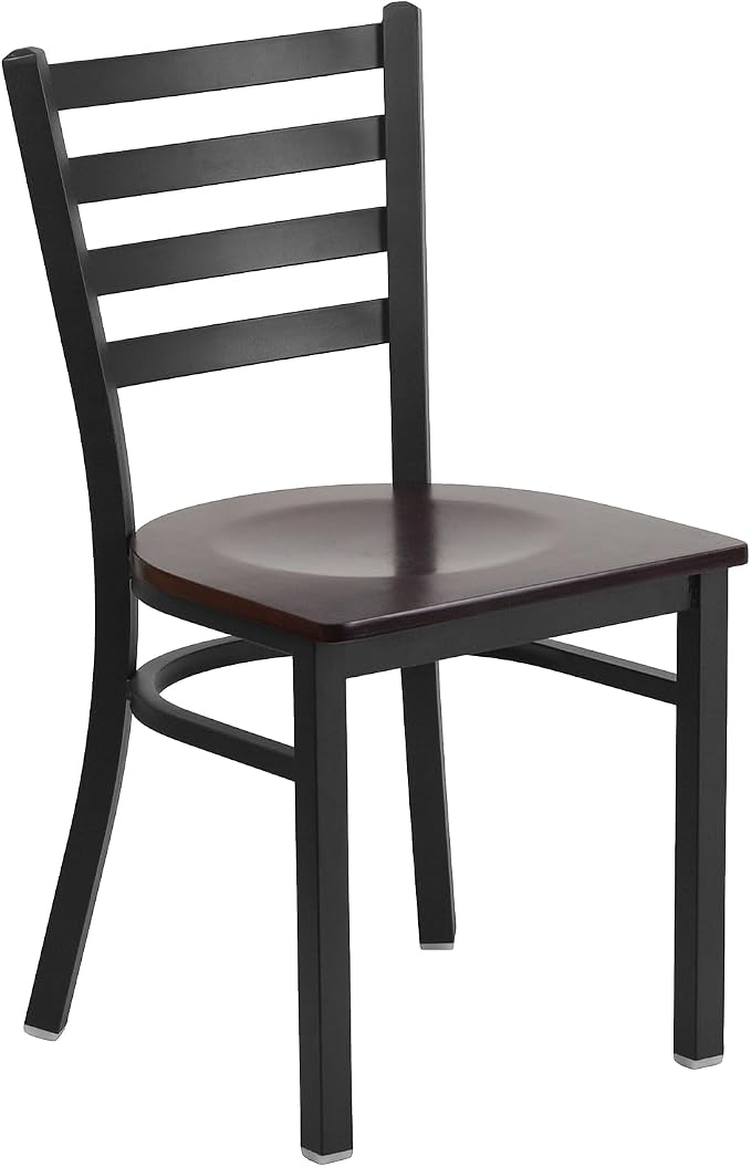 Flash Furniture 2 Pack HERCULES Series Black Ladder Back Metal Restaurant Chair - Image 5