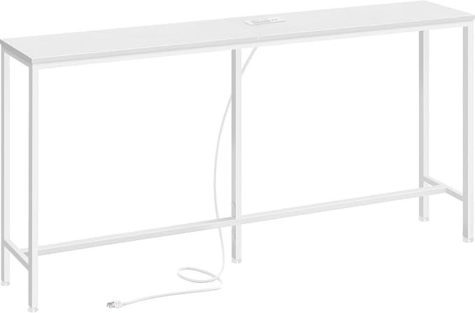 SUPERJARE Console Table with Outlet, 63 Inch Sofa Table with Charging Station by SUPERJARE