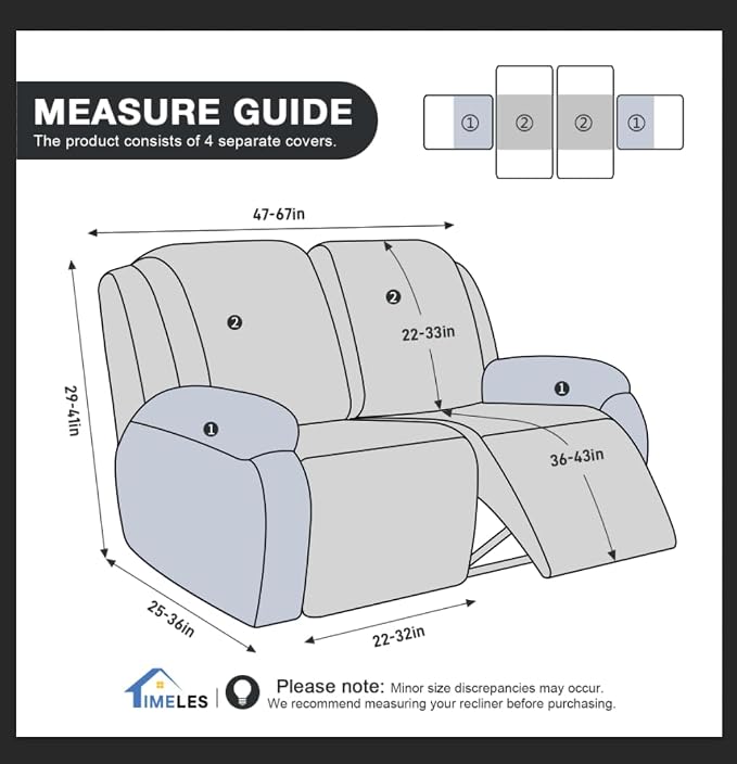 Timeles Recliner Covers Recliner Loveseat Covers Reclining Couch Covers Sofa - Image 5