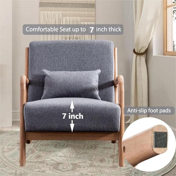 INZOY Mid-Century Modern Accent Chair Set of 2, Dark Grey Living Room Chairs - Image 5