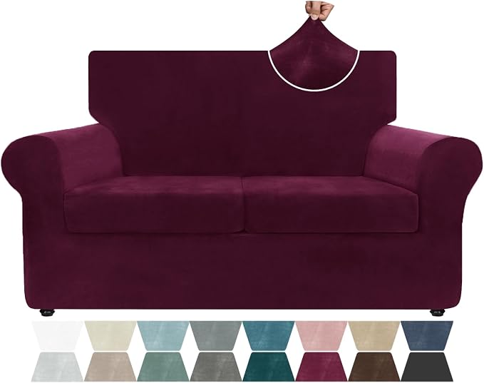 ZNSAYOTX Luxury Velvet Sofa Cover 3 Piece Stretch Loveseat Covers by ZNSAYOTX
