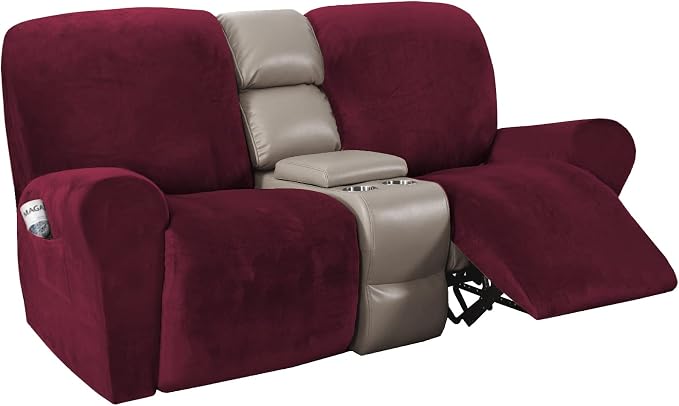H.VERSAILTEX Velvet Stretch Recliner Couch Covers 6-Pieces Recliner Loveseat by HVERSAILTEX
