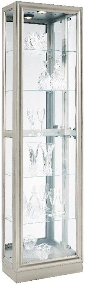 Pulaski Furniture Hardwood Side Entry Curio Cabinet in Platinum Silver Finish by Pulaski
