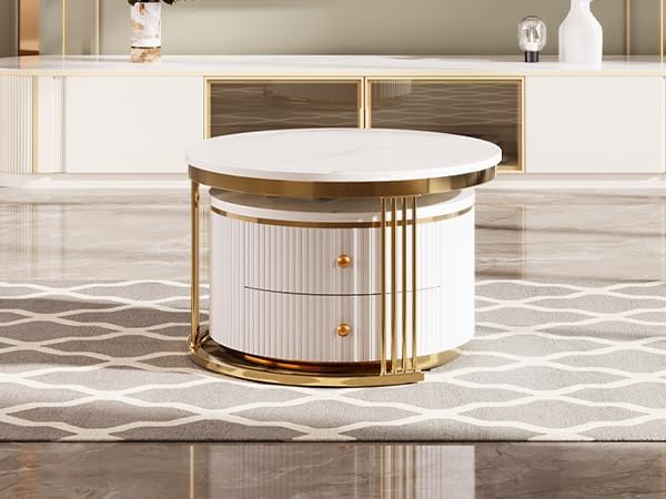 Merax Modern 2-Piece Round Nesting Coffee Table Set - Image 4