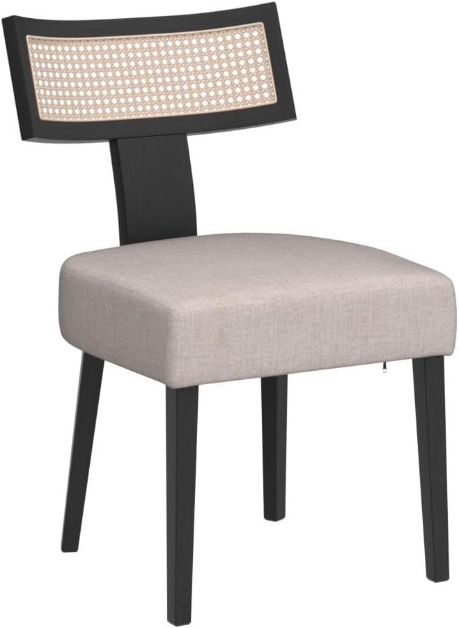 HNY Mid Century Modern Rattan Dining Chairs Set of 2, Farmhouse Linen - Image 5