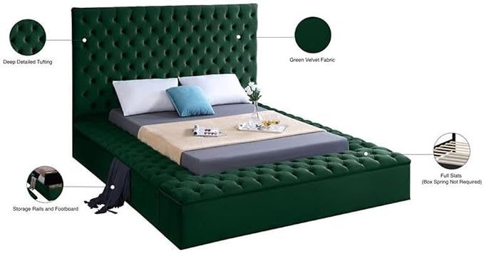 Meridian Furniture Bliss Collection Modern | Contemporary Velvet Upholstered Bed - Image 6