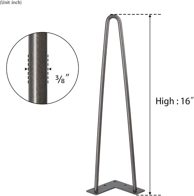 SMARTSTANDARD 16 Inch Heavy Duty Hairpin Furniture Legs, Metal Home DIY Projects - Image 8