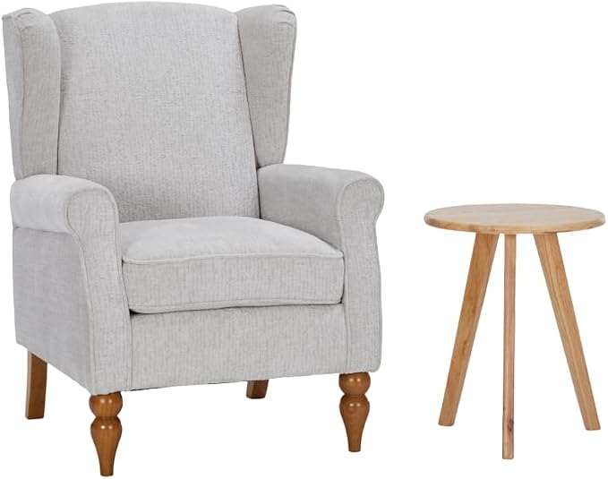 Upholster Accent Armchair & Side Table 2-Piece Set, Chenille Vintage Style by YABTOP