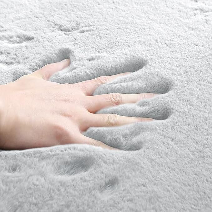 ORINOVA Grey Runner Fuzzy Rug for Bedroom Washable Fluffy Nursery Rugs for - Image 7