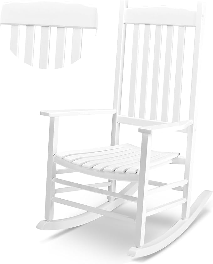 Outvita Outdoor Rocking Chair, Solid Wood High Back Rocker, All Weather Lounge by Outvita