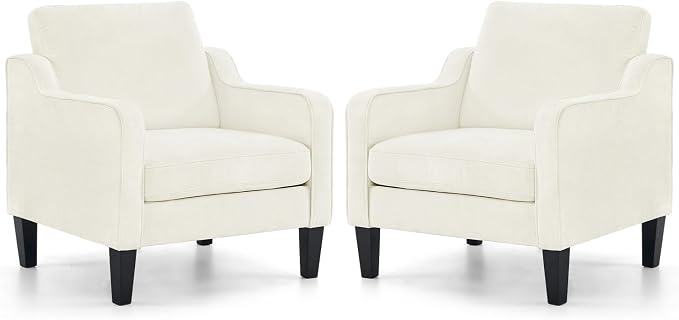 VINGLI Mid Century Modern Accent Chairs Set of 2, Comfy Armchair Chenille Sofa by VINGLI