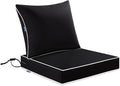 MIULEE Black Outdoor Seat Cushion 24x24 Inch Waterproof & 3 Year Fade Resistant by MIULEE
