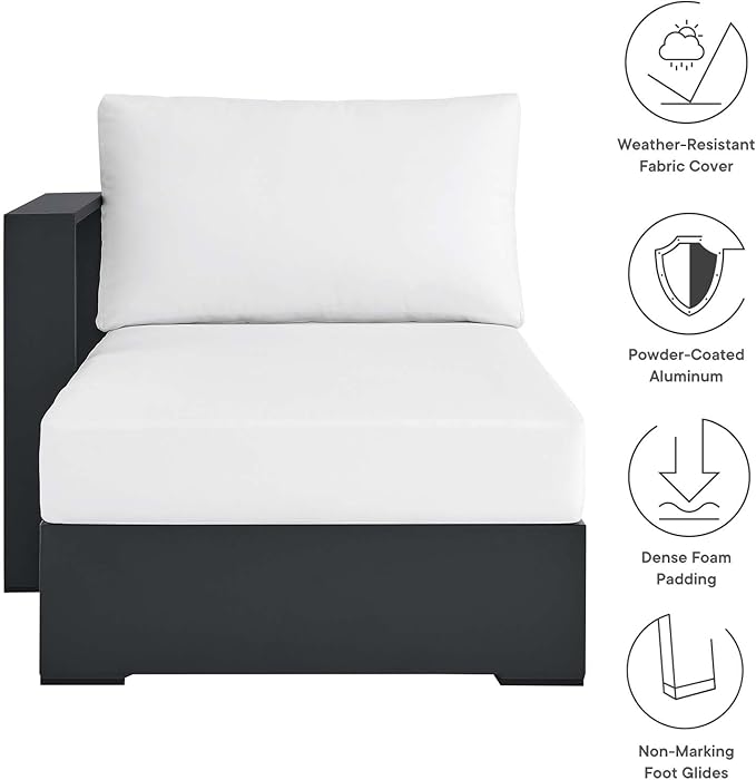 Modway Tahoe Aluminum Outdoor Chaise Lounge in Gray White - Image 7