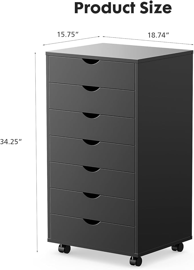 OLIXIS 7 Drawer Mobile File Cabinet Under Desk Storage Organization - Image 2