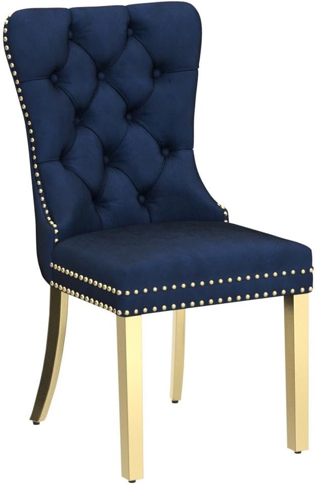 KCC Velvet Dining Chairs Set of 2, Upholstered High-end Tufted Dining Chair - Image 4