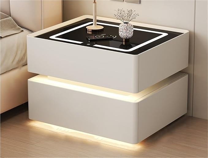 Smart Nightstand with Wireless Charging, LED Nightstand, Night Table Bedside - Image 3