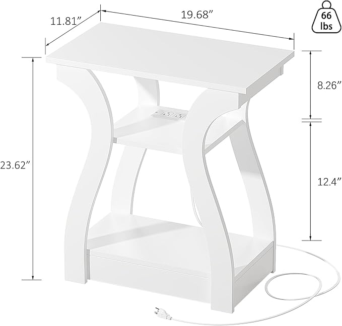 FROMJBEST End Tables Living Room Set of 2, End White Table - Image 2
