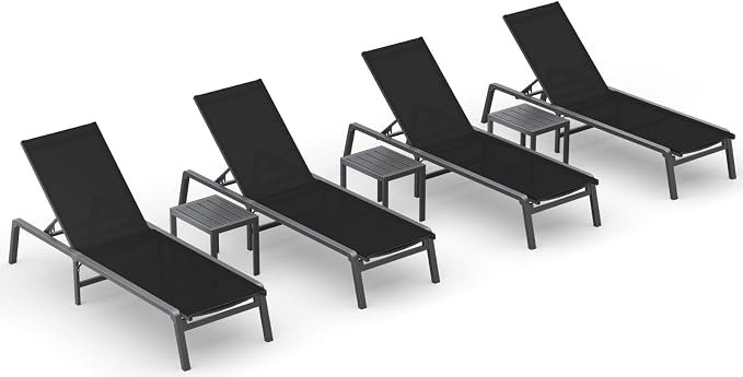 Ciokea Aluminum Foldable Lounge Chairs Set of 4 by CIOKEA