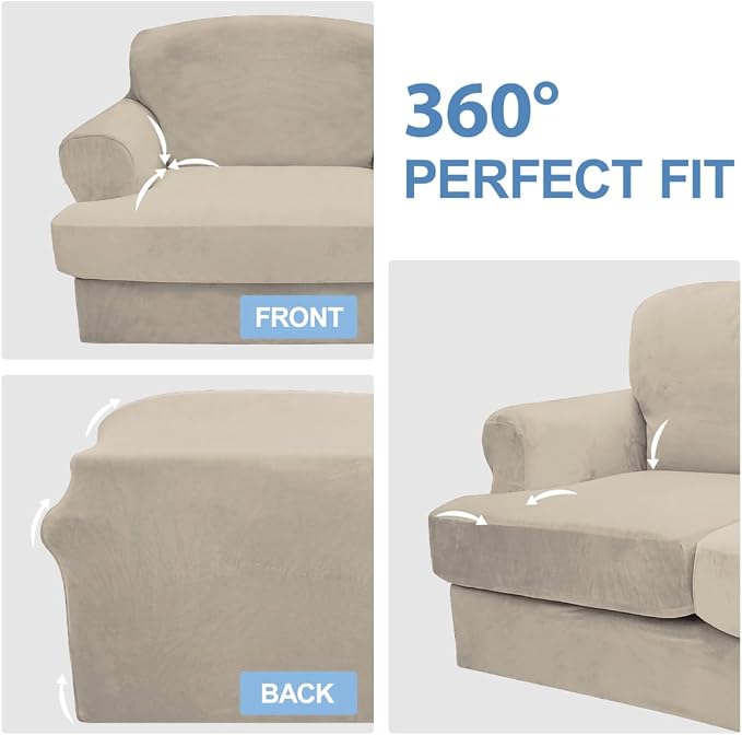 CUCRAF Cushion Sofa Cover 3 Piece Slipcovers, Soft Thick Velvet Couch Cover - Image 6