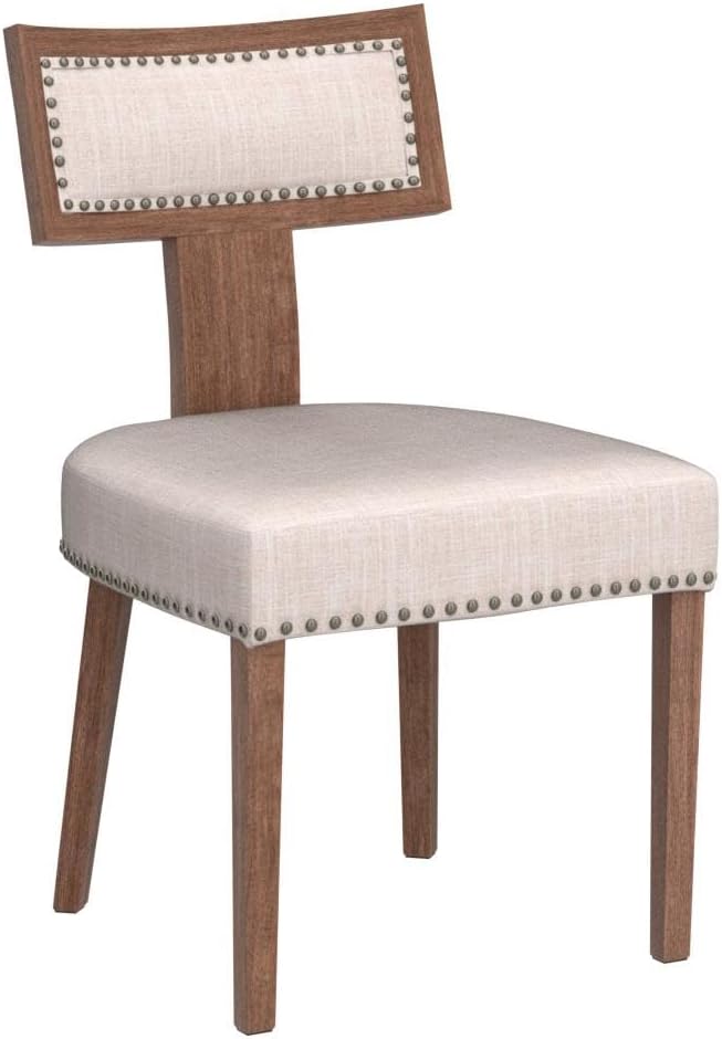 HNY Mid Century Modern Dining Chairs Set of 2, Farmhouse Linen Fabric - Image 5