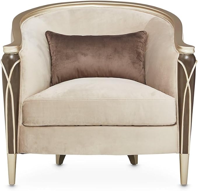 Michael Amini Villa Cherie Brown Side Chair Porcini Velvet Upholstery Solid & - Image 4
