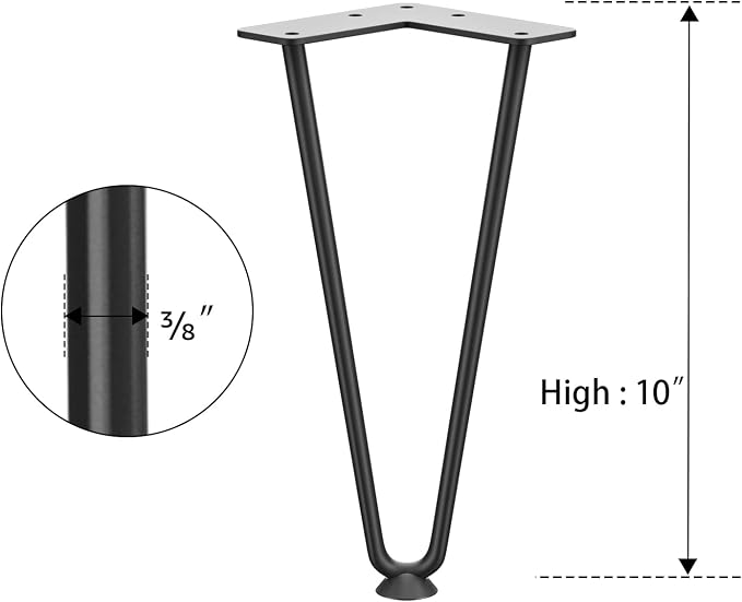 SMARTSTANDARD 10 Inch Heavy Duty Hairpin Furniture Legs, Metal Home DIY Projects - Image 8