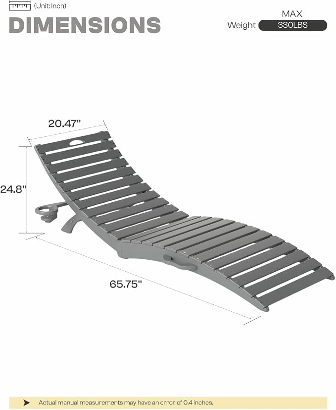 Folding HDPE Pool Lounge Chairs Set of 2, Pre-Assembled Outdoor Chaise Lounge - Image 2