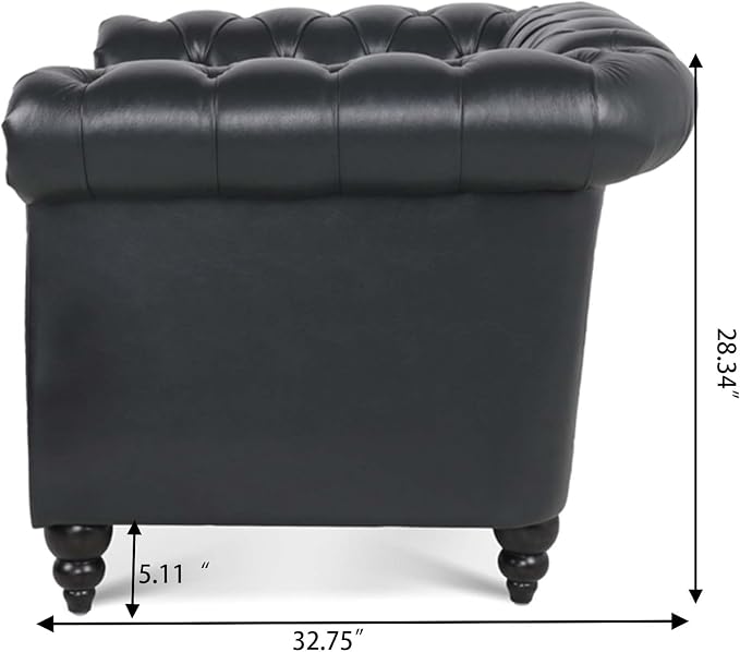 LEVNARY Leather Upholstered Armchair, Mid-Century Modern Single Sofa Chair - Image 7