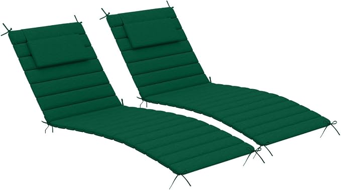 Sundale Outdoor Olefin Quilted Lounge Cushion Set of 2, Patio Foldable Chaise by SundaleOutdoor